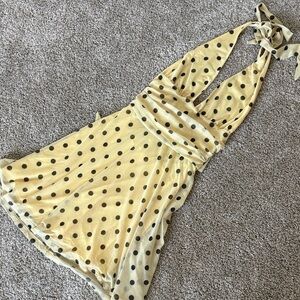 Yellow Polka Dot Halter Dress